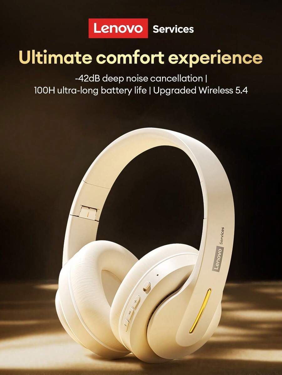 Lenovo 联想 LES-107 蓝牙耳机,立体声效果,ENC 智能通话降噪,低延迟游戏体验,超长续航,高清麦克风,兼容智能手机和电脑,理想礼品 - 查看 1