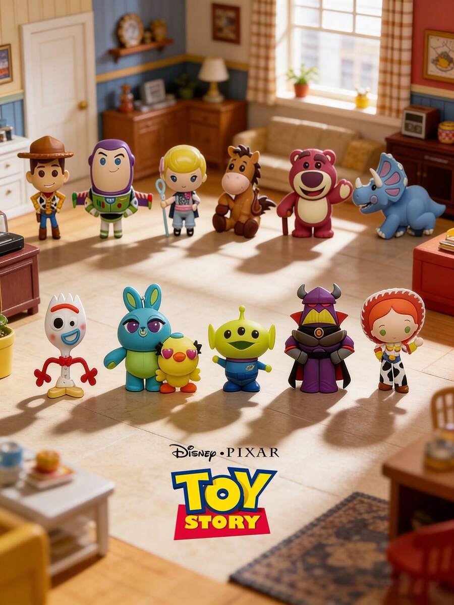Disney 1pc Toy Story Official Authorized Mystery Box Keychain, 3D Cartoon Character Keychain (Buzz Lightyear, Woody, Bullseye, Rex, Duck, Rabbit, Alien, Zurg Or Jessie, Random One), Party Gift, Birthday Gift, Family, Friends, Fans Collection, Cute Keychain Decor - Multicolor - View 1