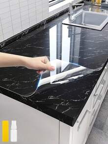 1 rollo de película protectora transparente para la cocina, resistente al agua, resistente al aceite, retardante de llama, anti-moho, con adhesivo extraíble, adecuado para encimeras, paredes, mesas de café, mesas de comedor, muebles, renovación de mármol, etc. - película para muebles - Ver 1