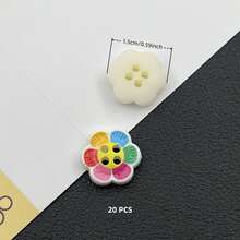 20/24/50 Stück 1,5cm/0,59 Zoll Regenbogen Malerei Stil bunte Pflaumenblüten Punkt Öl Vier-Loch Harz Kunststoff Nähknöpfe, geeignet für Bekleidungszubehör Kleider, Jacken, Hemden, Pullover DIY, Puppen, Handyhülle Dekorationen - Mehrfarbige Pflaumenblüten - Übersicht 19