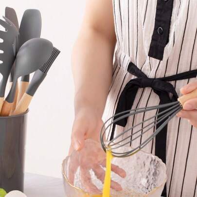 Utensilios de cocina de silicona con mango, batidora adecuada para herramientas de horneado y cocina