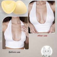 2对女士双面粘性大号V型胸垫，加厚型，隐形不可脱落，双面粘性胸垫，双面自粘，超强粘性，可固定胸罩和内裤，使小胸看起来更大，聚拢胸部，防止下垂，防止突出，比基尼胸垫，日常内衣垫，防水不脱落，可水洗，可重复使用，适合连衣裙、泳衣、比基尼、正装、日常服装。 - 杏色 - 查看 3