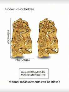 一对不锈钢耳环，采用褶皱纹理和夸张的不对称几何设计，适合节日和派对佩戴。 - 彩色 - 查看 2