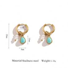 Minimalist Unique European Style 304 Stainless Steel Faux Pearl Leaf Drop Clip-On Earrings, Fashion New 18K Gold Plated Natural Stone Stainless Steel Jewelry Earrings For Women - Multicolor 2 - View 9