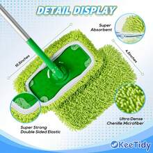 Reusable Dry Sweeping Cloths Microfiber Wet Wet Mopping Cloths, Mop Pads Compatible With  Sweep &Amp; Mop Deluxe 2-In-1 Floor Mopping And Sweeping Kit, Replacement For Multi-Surface Floor Cleaning - A - View 2