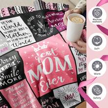 "Best Mommy Ever" Flannel Throw Blanket - Heartfelt Mother's Day, Christmas & Birthday Gift For Mom, Cozy 60"X50" Throw - 多色1 - 查看 7