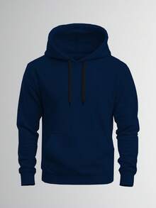 Men's Hoodie And Jogger Pants Set With Brazilian Flag Print, Casual, Minimalist, Sporty, Long Sleeves, Kangaroo Pocket, Comfortable For Autumn/Winter - 藏蓝色 - 查看 4
