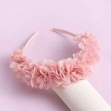 1pc Premium Handmade Bohemian Fabric Flower Headband, Original Design, Pink Tone, Fresh And Sweet Headpiece For Women - Multicolor - View 3