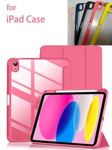 适用于 (A16) 第 11 代 11 英寸（2025 年款）和第 10 代 10.9 英寸（2022 年款）的保护壳，带笔槽，超薄保护套，透明后盖，自动唤醒/睡眠 - 玫紅色 - 查看 12