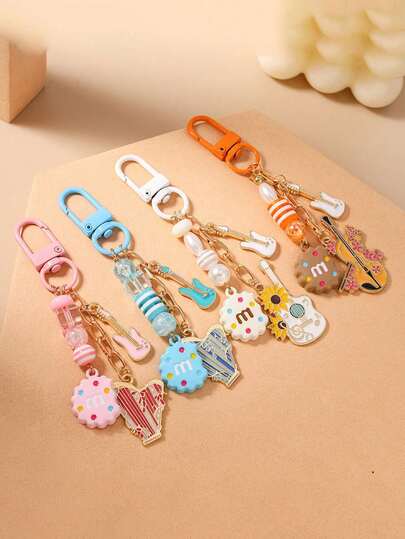 New Beaded Cookie, Guitar, Violin, Harp Shaped Keychain, Bag Charm
