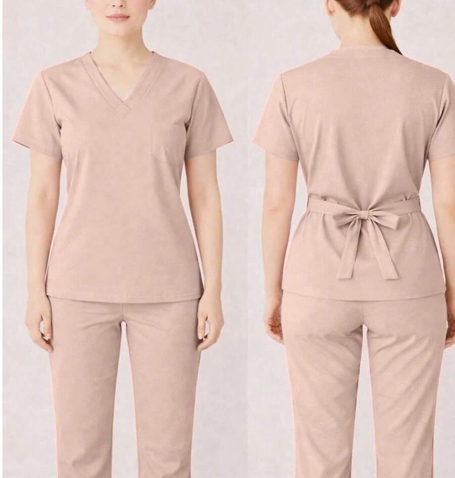 Women's Surgical Hospital Pajama Set In Spandex - bege claro - Xem 1