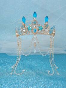 1pc Elegant Crystal Princess Crown, Starfish Mermaid Tail Hair Hoop, Performance/Birthday Gift Headband - Multicolor - View 14