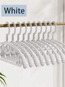 10/5/1pcs Plastic Clothes Hangers - Thickened & Widened Shoulder Design, 360° Rotating Hook, Non-Slip Polished Surface. Suitable For Adult Clothing. - Beige - View 6