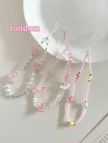 Pink Bow Tie Transparent Novelty Shockproof Bow Tie Painted With Chain Cream Wavy Edge Minimalist Thick Phone Case Compatible With IPhone/ Spring Gift - Multicolor - View 5