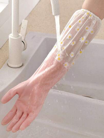 1/2只果冻色洗碗手套 家用清洁加厚手套 橡胶厨房洗碗加厚防护耐用