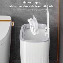 Haosin 8L (2.11 Gal) Slim Trash Can With Pressure Lid - Airtight, Odor-Resistant, Space-Saving For Bathroom/Bedroom (6x13x24cm) Narrow Slotted Wastebasket Garbage Bin Perfect Organization Gift For Christmas - 米黃色 - 查看 5
