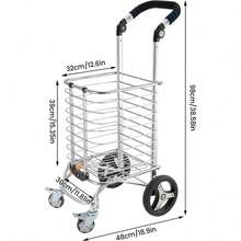 Folding Shopping Cart With Two In One Design, No Need To Disassemble, Saves Space, Foldable With Wheels, Suitable For Groceries And Travel - Variant1 - View 5