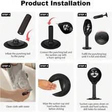 Stress Relief Desktop Punching Bag Super Strong Suction Cup Base Speed Bag, High Elastic Spring Reflex Punch Ball For Office, Home,Durable PU Leather - Black - View 4