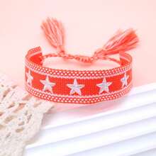 1pc Embroidered Pentagram Handmade Braided Bracelet - Orange - View 2