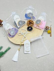 穆斯林节日礼品套装 - 仿珍珠手链配指南针，适合日常佩戴，附赠贺卡 - 彩色 - 查看 7