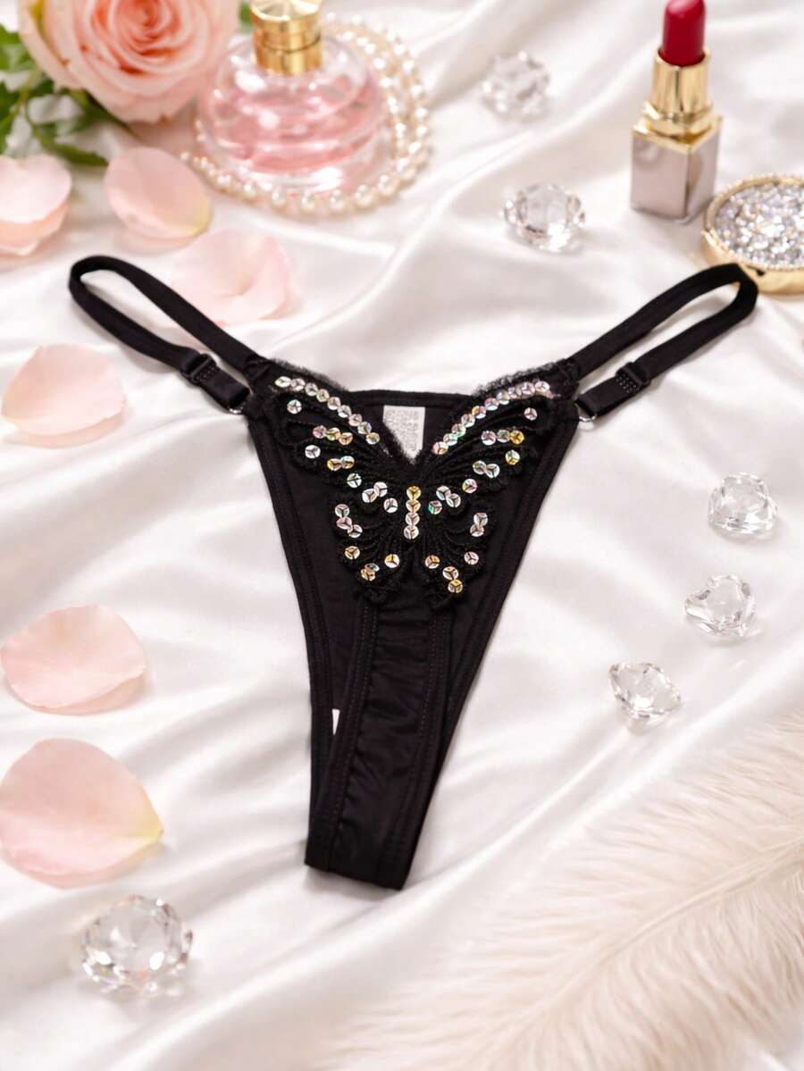 Calcinhas Fio Borboleta com Strass Luxo Sensual, Ajustável, Confortável, Lingerie Feminina Premium Sexy Momentos Inesquecíveis