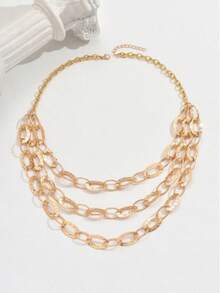 1pc Minimalist Multi-Layer Metal Fashionable Elegant Choker Necklace - Yellow Gold - View 4