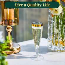 100/50/30/25/20/10pcs Set Transparent Gold/Champagne/Wine/Cocktail/Wedding Toast Reusable Cups, Suitable For New Year, Christmas, Party, Wedding And Other Large Events, Birthday, Valentine's Day And Back To School Season - View 6