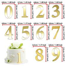 亚克力数字蛋糕装饰插牌，DIY纸杯蛋糕装饰，0-9数字，镜面金/银色插签，适用于婚礼蛋糕、生日派对、婴儿派对等场合 - 彩色 - View 5