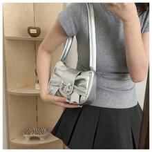 Bolso de hombro anudado, bolso casual, bolso para viajes diarios, bolso de banquete de PU para mujeres, bolsos de negocios para mujeres - Plateado - Ver 3