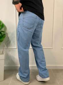Men's Oversized Wide Leg Balloon Jeans Without Elastane - Blue Sky - View 3