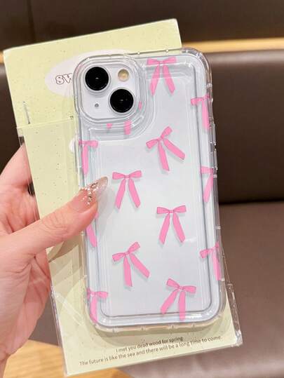 1pc INS Fresh Sweet Cute Butterfly Pattern Anti-Slip Transparent Airbag Phone Case Suitable For IPhone 11/12/13/14/15/16/17 Pro Max