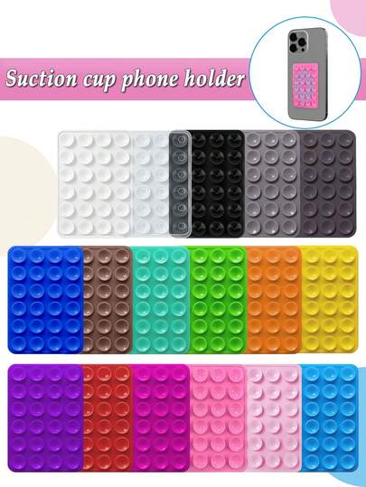 48pcs Double-Sided Suction Cup Phone Holder, 24 Suction Cups Per Side, Detachable 360° Rotating Phone Stand, Suitable For Bathroom Wall, Glass Mirror, Vanity, Smooth Surfaces, Fits All Phones & Mini Tablets, Portable & Easy To Carry