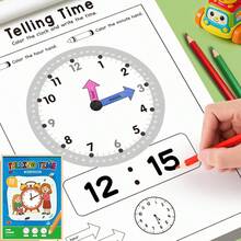 32pcs Time Cognition Workbook: 32-Page Analog And Digital Time Skills Development Manual - Daily Time Matching, Coloring Activities And Clock Reading Exercises, Suitable For Home, Learning Space And Independent Practice (Gradual Time Mastery Resource) - Multicolor - View 11