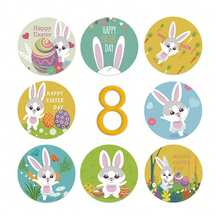 500pcs/Roll Easter Party Rabbit Stickers, 8 Cartoon Patterns Gift Seals Labels, Adhesive Stickers - one-size - View 8