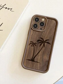 Resort Style Coconut Tree Painted Recessed Brown Thickened Precision Hole Minimalist Anti-Drop Thick Phone Protective Case, Suitable For IPhone 17/17 Pro Max, 16/16 Pro/16 Pro Max, 16 Plus, 15 XR/7/8, 15 Pro Max, 12 Pro Max, 13 Pro Max, 14 Pro Max, 13, 14, 11, 12, 14 Plus, - Multicolor - View 2