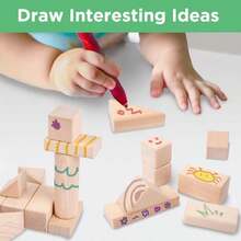IPlay ILearn Kid Wooden Building Block Set Toddler Natural Wood Block Montessori Learning Toy Large Hardwood Stacking Brick Castle Unit Preschool Classroom Gift 2 3 4 5 6 8 Year Old Boy Girl Child - As Pic - View 6