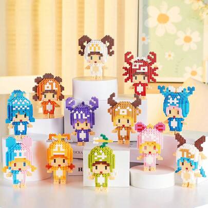 New 12 Constellations Mini Building Blocks, Assembled Figure, Educational Collectible Decoration, Perfect Festival Gift For Friends And Family