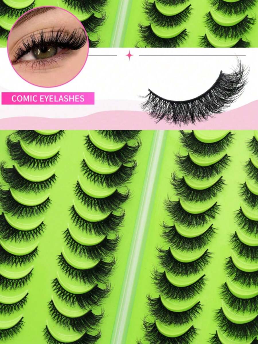 20 Pairs Dramatic Thick False Eyelashes, Fluffy Faux Mink Lashes, High Volume Eyelash Set - Black - View 1