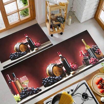 1pc Kitchen Floor Mat, Polyester Drainage Mat, Suitable For Kitchen, Living Room, Entrance, Balcony, Home Decor, Anti-Stain, Cafe, Bar, Holiday, Party, Bedroom, Bathroom Decor