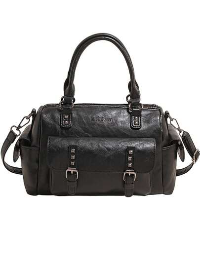 Women's Fashion Rivet Leather Handbag With Large Capacity, Detachable Shoulder Strap, Suitable For Daily Use