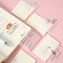 4pcs/200pcs Transparent Memo Sticky Notes, Student Notebook Bookmark Stickers - White - View 4
