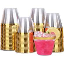 100 chiếc cốc nhựa tái sử dụng viền vàng, dung tích 200ml/270ml/300ml, thích hợp cho tiệc cưới, Lễ Tạ ơn, tiệc Halloween. - Xem 3