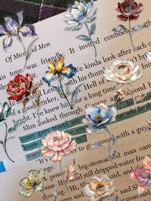 50pcs Flower Sticker Set For Scrapbooking, Diary, Planner, Luggage, Skateboard, Phone, Tablet, Toilet, Bathroom - Flowers - View 5