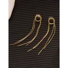 1 Pair Simple Long Tassel Earrings For Daily Wear - 金色 - 查看 3