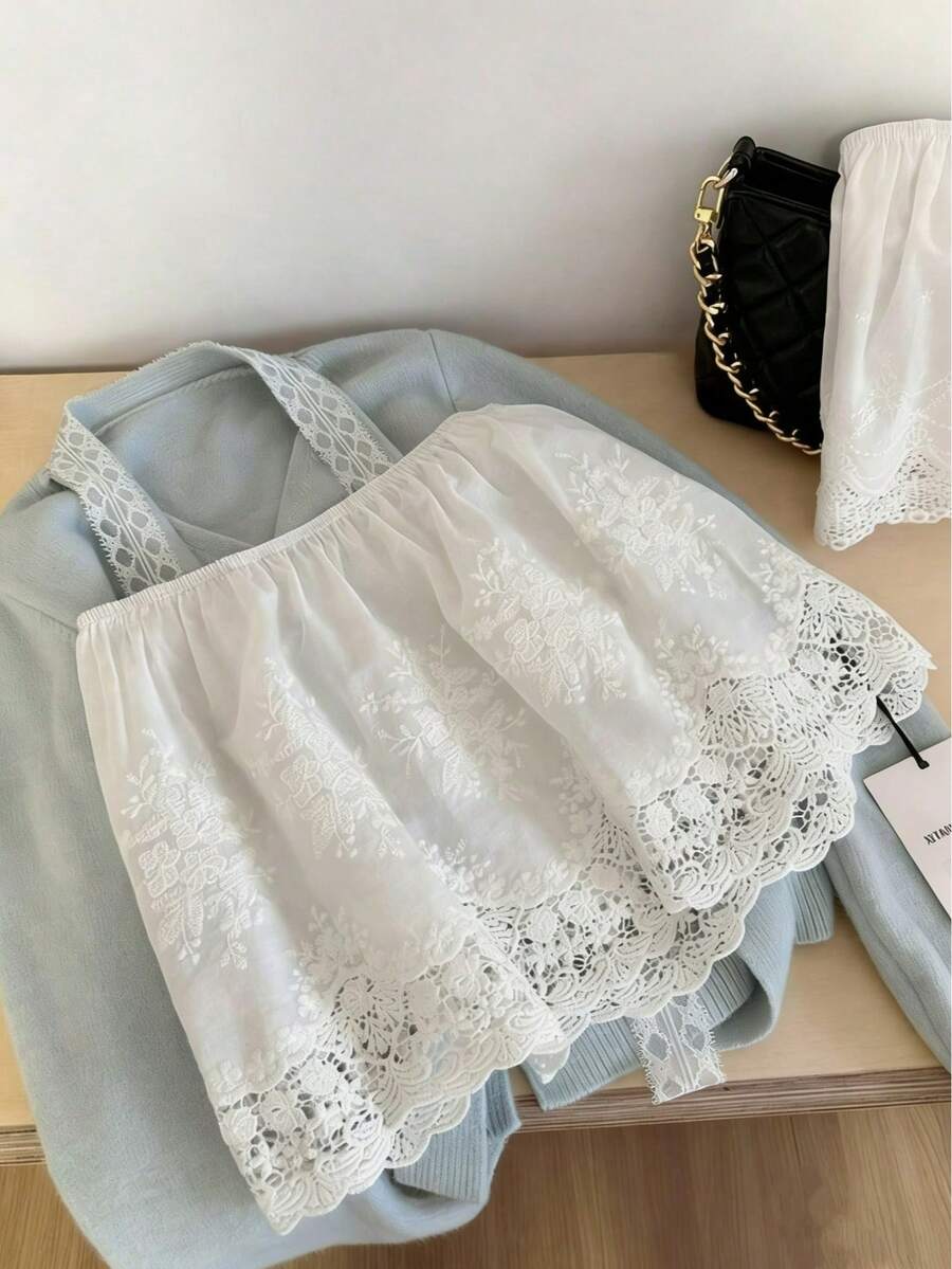 一件芭蕾舞风格蕾丝中长裙，多功能迷你裙，多层设计，可遮盖臀部，防止走光，也可作内衬裙穿着。 - 彩色 - 查看 1