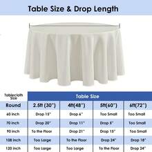 10 Pack Round Premium Tablecloth, Wrinkle Round Table Clothes, Washable Polyester Table Clothes Cover For Kitchen Dining, Wedding Birthday Party, Buffet Restaurant, Banquet - Ivory - View 2