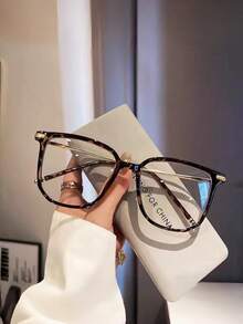 1副女士复古时尚大框极简眼镜（不含眼镜盒） - 彩色 - 查看 4