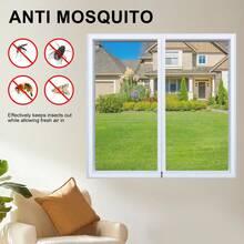 1pc Mosquito Net Window With Zipper, Self-Adhesive No Drill Invisible Mesh Screen, Insect Proof For Living Room Bedroom, Easy Installation - White - View 4