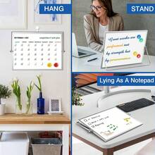 16" X 12" Double-Sided Magnetic Whiteboard, Includes 8 Whiteboard Markers, 6 Magnets, 1 Eraser, Small Whiteboard With Stand, Suitable For Drawing, Memo, To-Do List, School And More - Silver - 查看 4