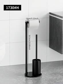 1pc Freestanding Toilet Paper Holder, Bathroom Storage Rack With Toilet Brush, Space-Saving, Home Organization, Modern Decor, Toilet Paper Organizer - Multicolor - View 4